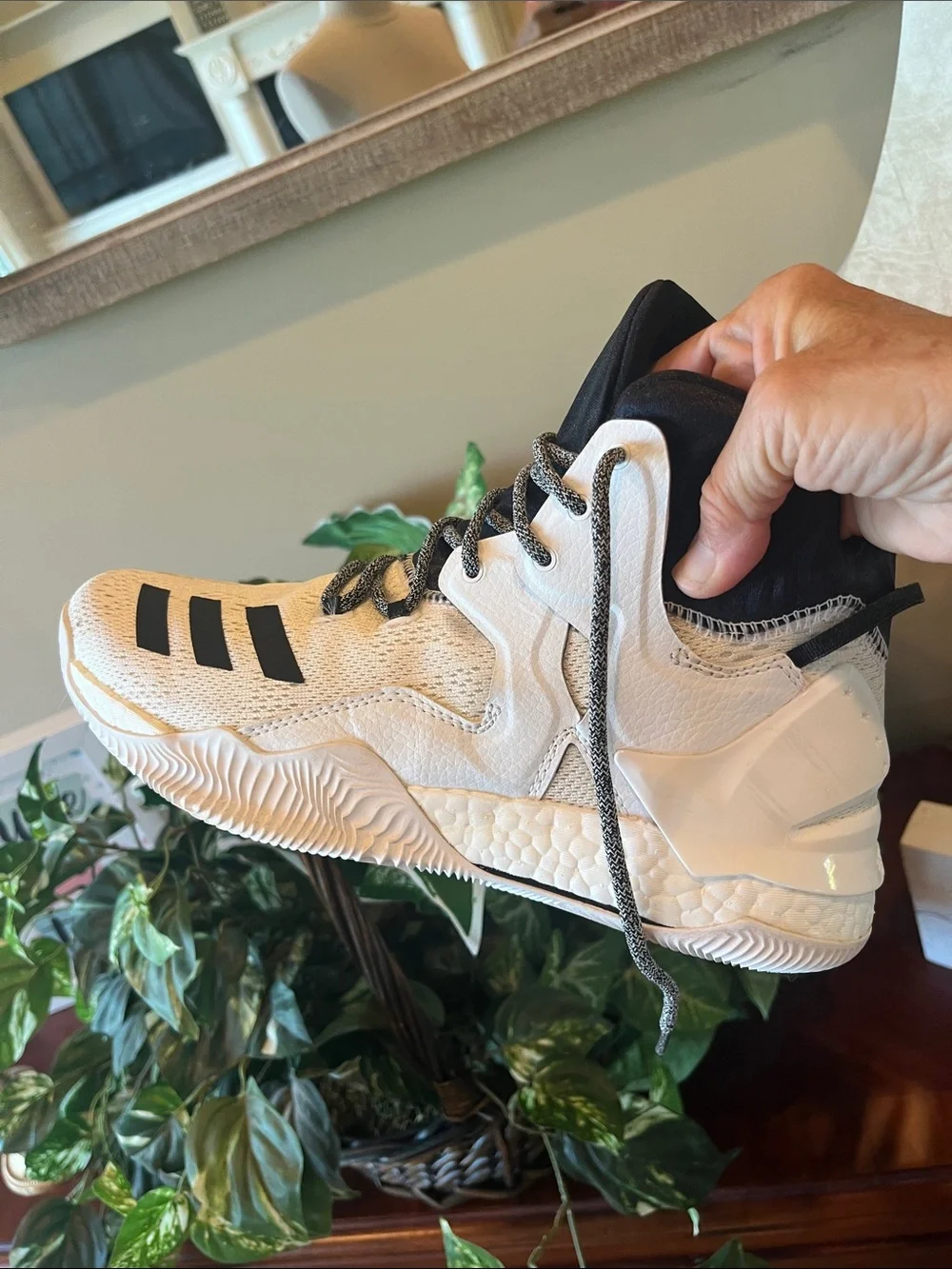 Adidas  D Rose Men’s High-Top Basketball Shoes - White & Black